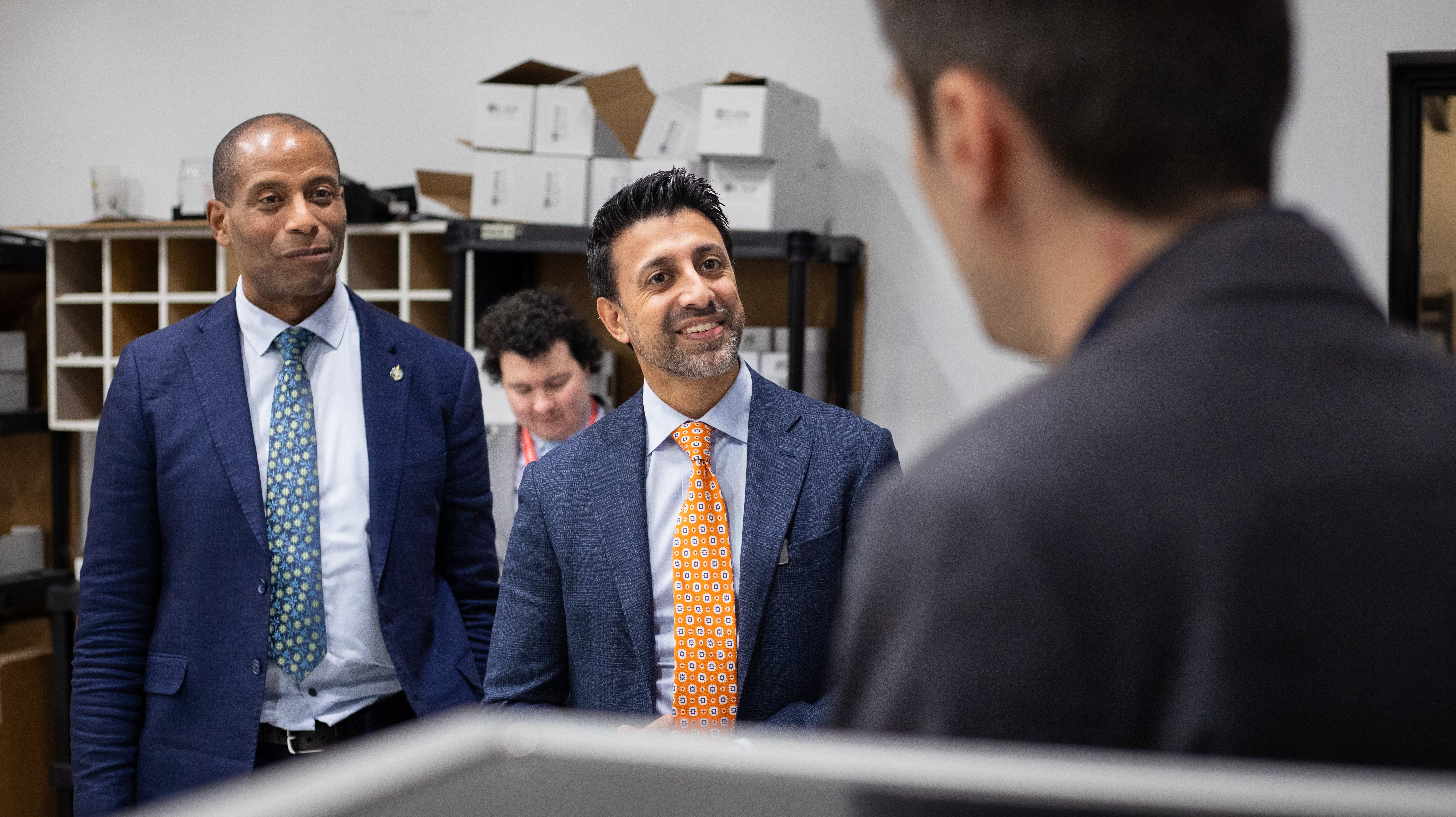 Minister Maninder Sidhu and MP Greg Fergus at Tyto Robotics