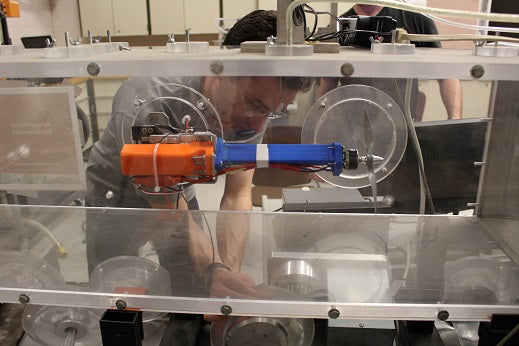 1580 test stand being setup in the wind tunnel