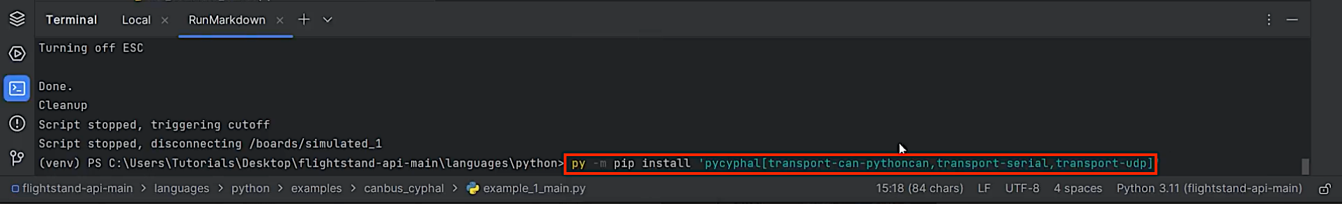 command line 15 can esc setup