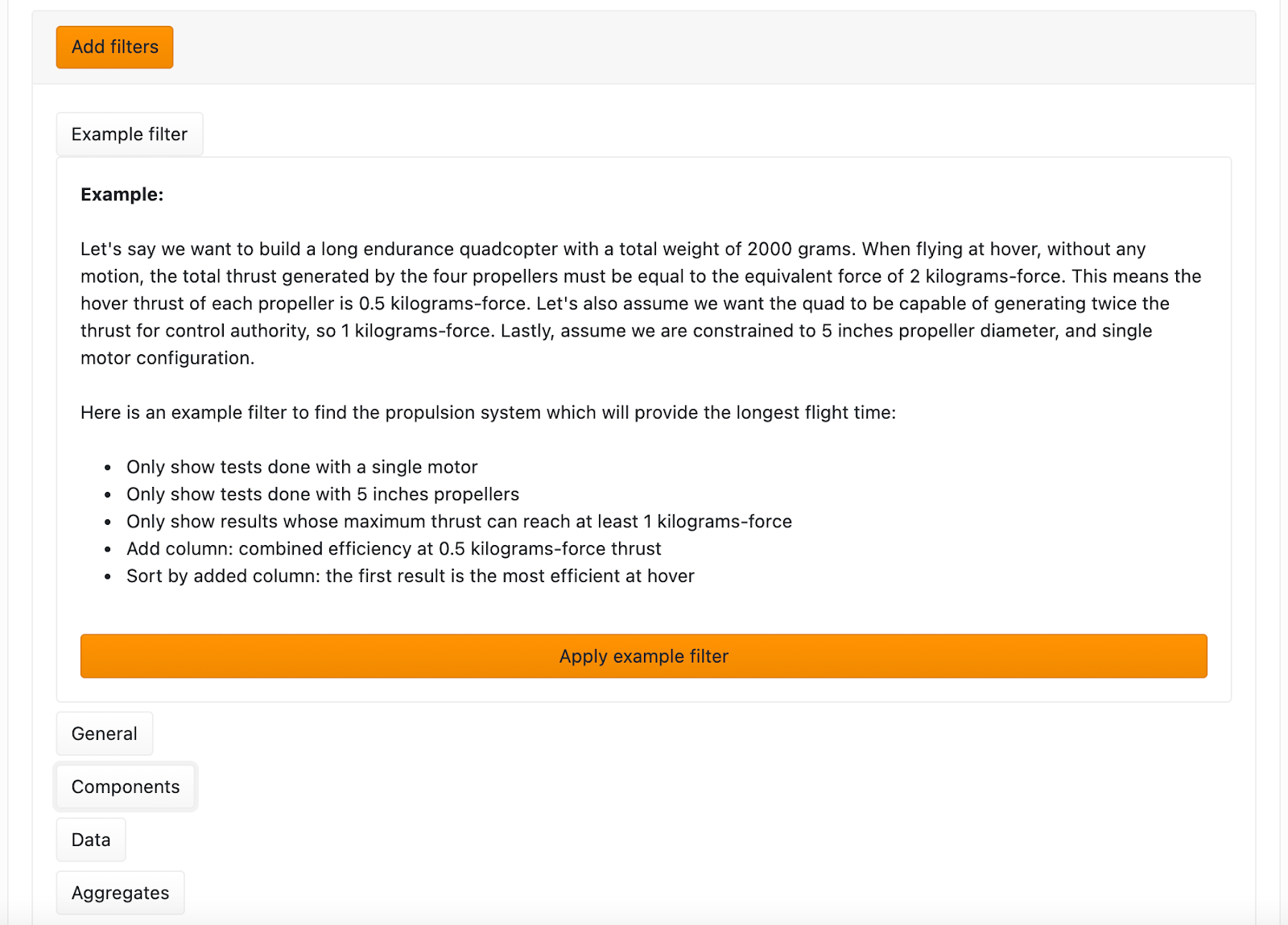 example filter for drone build screen shot