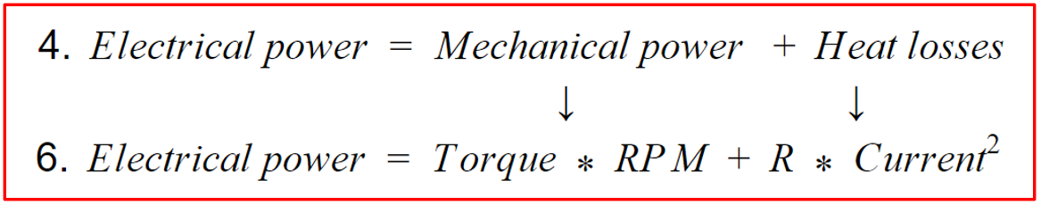 Brushless motor electrical power equation