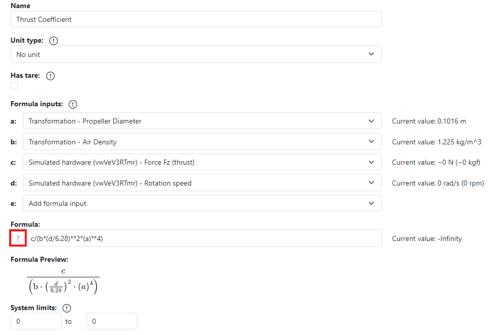 final formula preview with input values