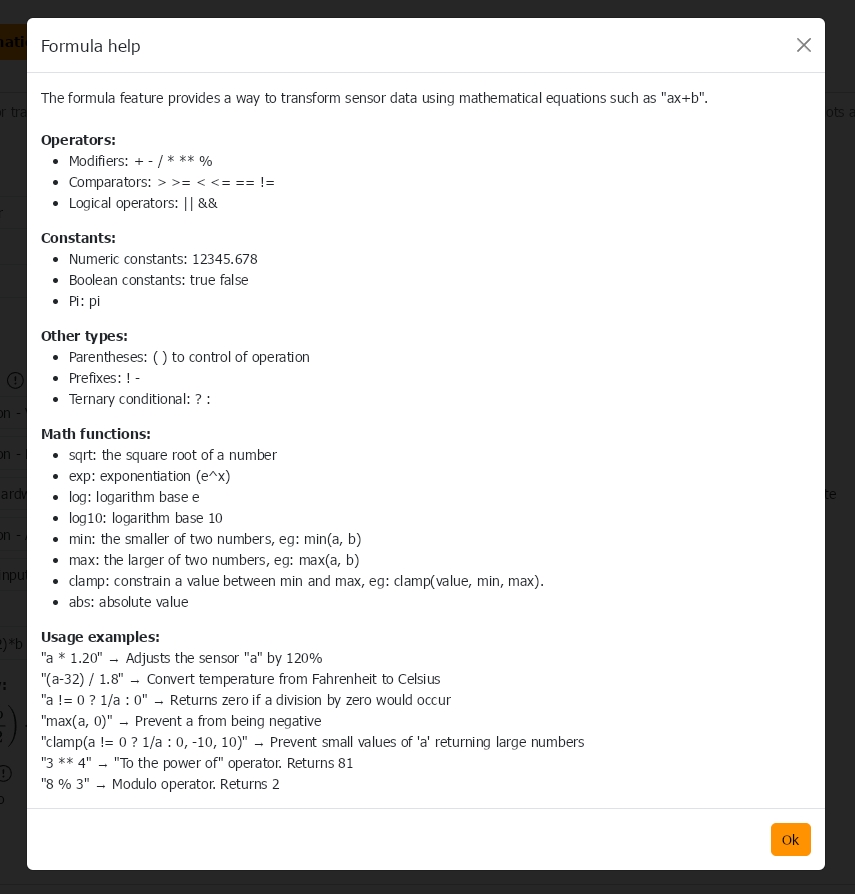 refenrence guide for math expressions