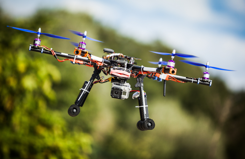 drone flying with camera