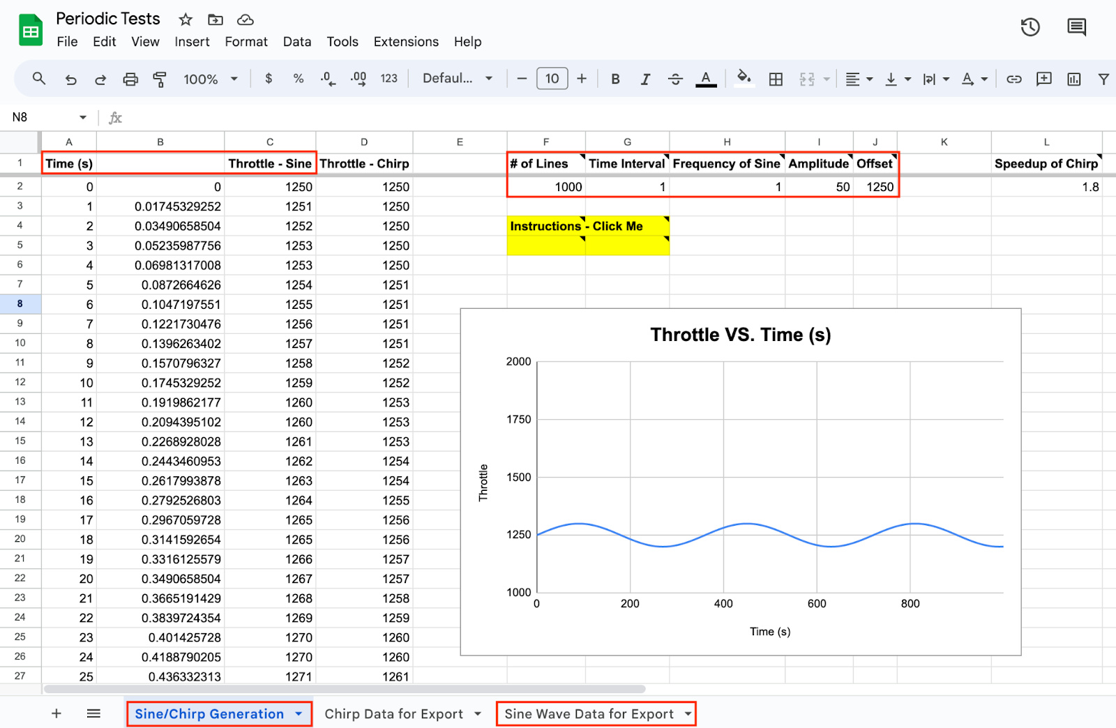 sine wave test flight stand software